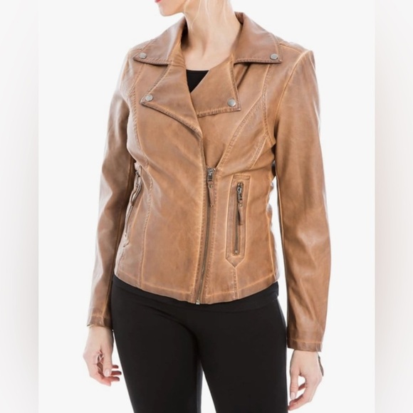 Mac studio Faux Leather Jacket - Camel/Brown - size M, NWT - Picture 1 of 7